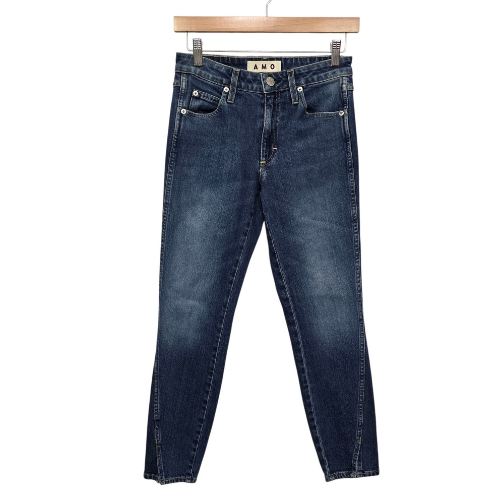 AMO Twist DK Vintage High Rise Cropped Jeans Women's Size 26 Blue Wash Denim
